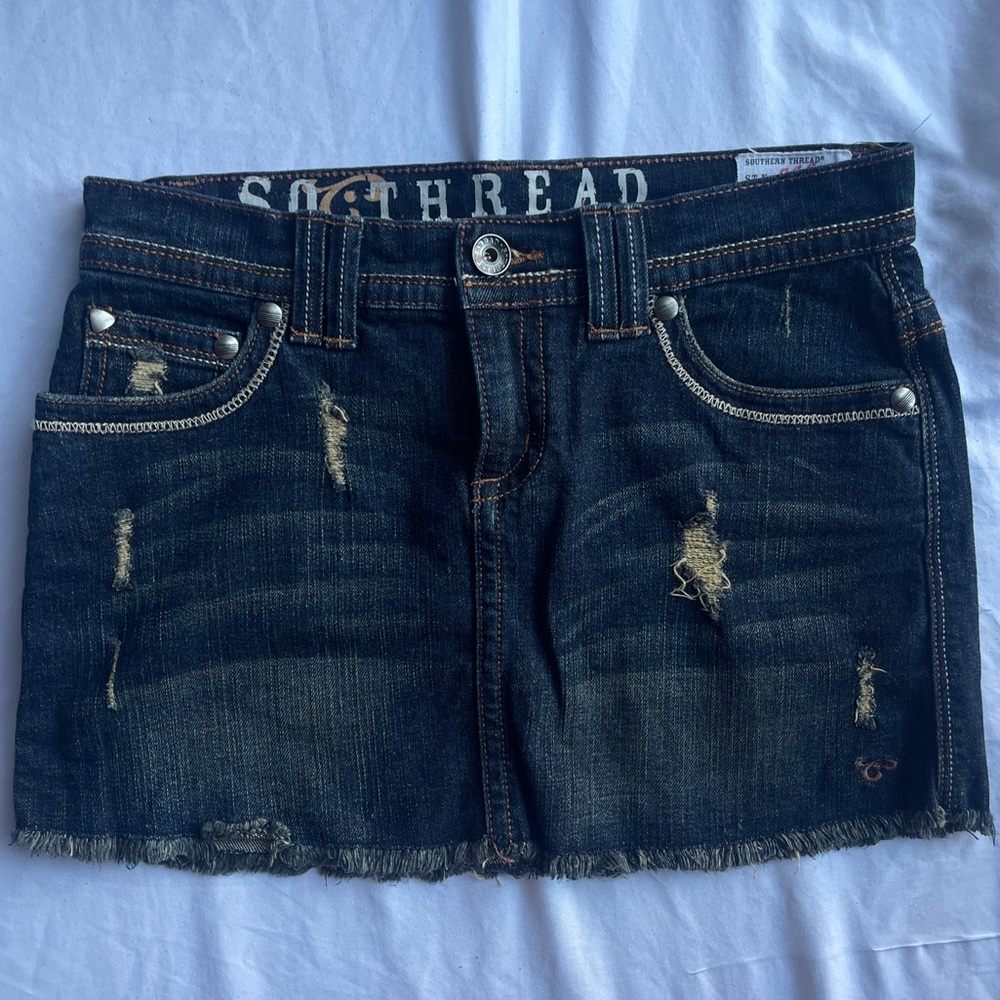 Y2K Distressed Demin Mini Skirt